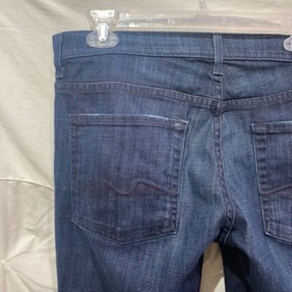 7 For all Mankind Dark Wash Mid Rise Bootcut size 32, Inseam 35 inches - Picture 10 of 15